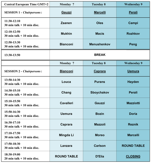 Timetable QCM 2021
